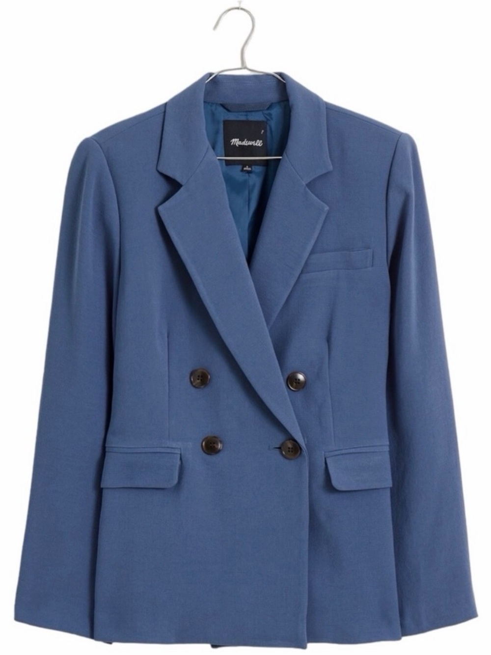 Madewell Rosedale Crepe Blazer Blue Double Breasted Career Jacket Size 10 - Picture 2 of 8